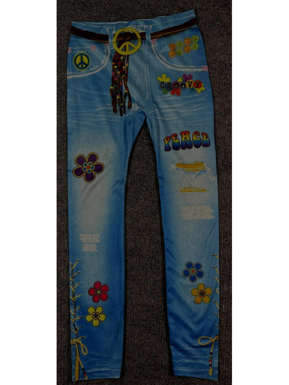 Forum Novelties Juniors Stretch Youth Medium/Large Blue Leggings Hippie ￼